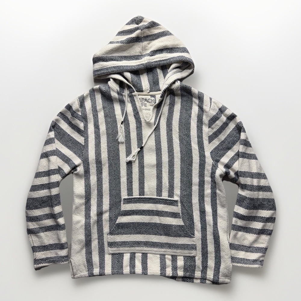 Beach Life by Ladrft Baja Hoodie XL Mexican Blanket Surf Pullover Stripe Skate